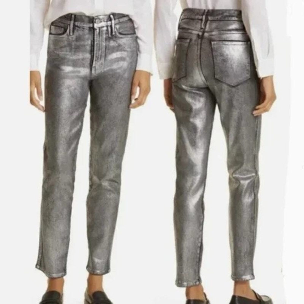 Frame Denim Silver Straight Leg Jeans